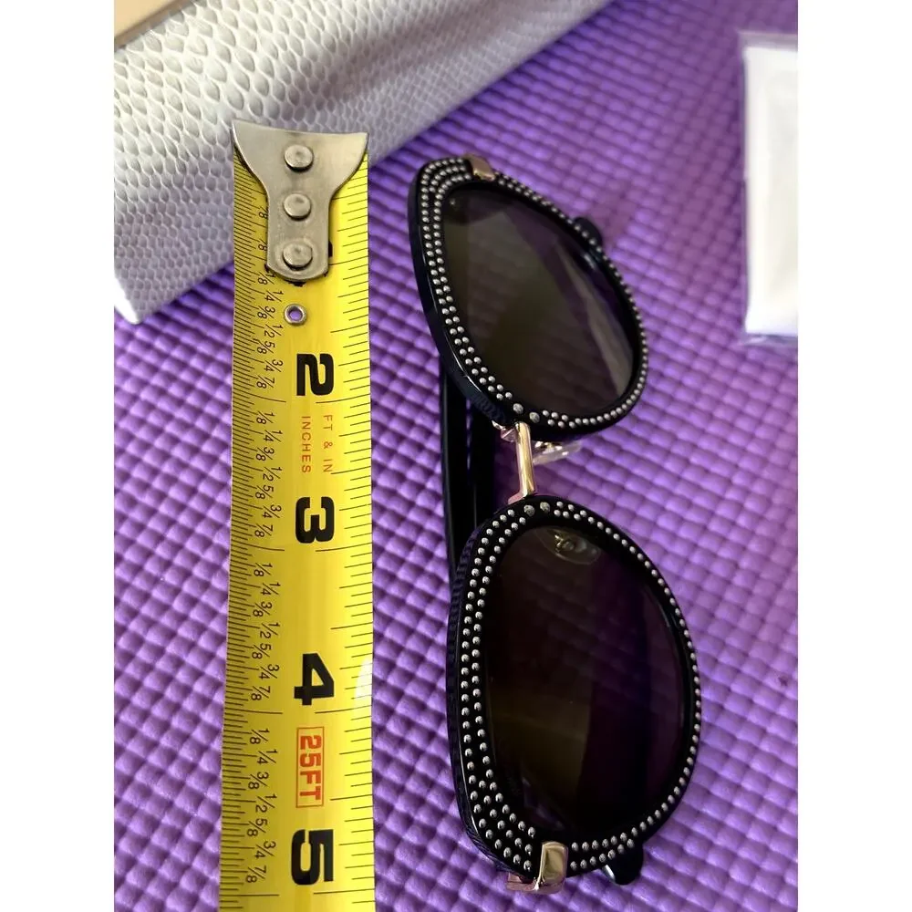 New Jimmy Choo MORI/S Studded Black Round Sunglasses 52mm